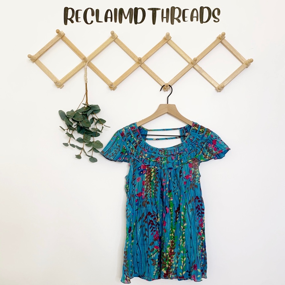 Free People floral semi sheer top